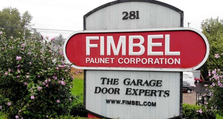 Fimbel Garage Doors sign that reads The Garage Door Experts